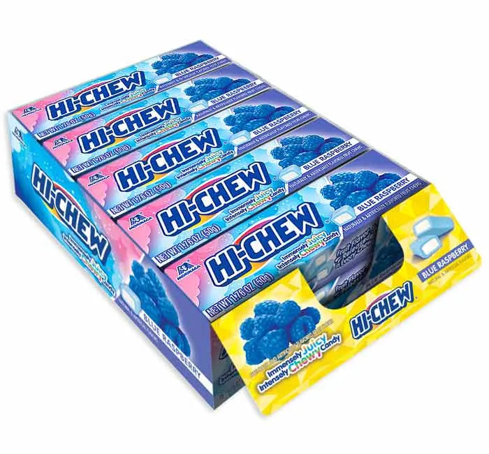 Hi-Chew Fruit Chews 10-Piece Candy Packs - Blue Raspberry: 15-Piece Box