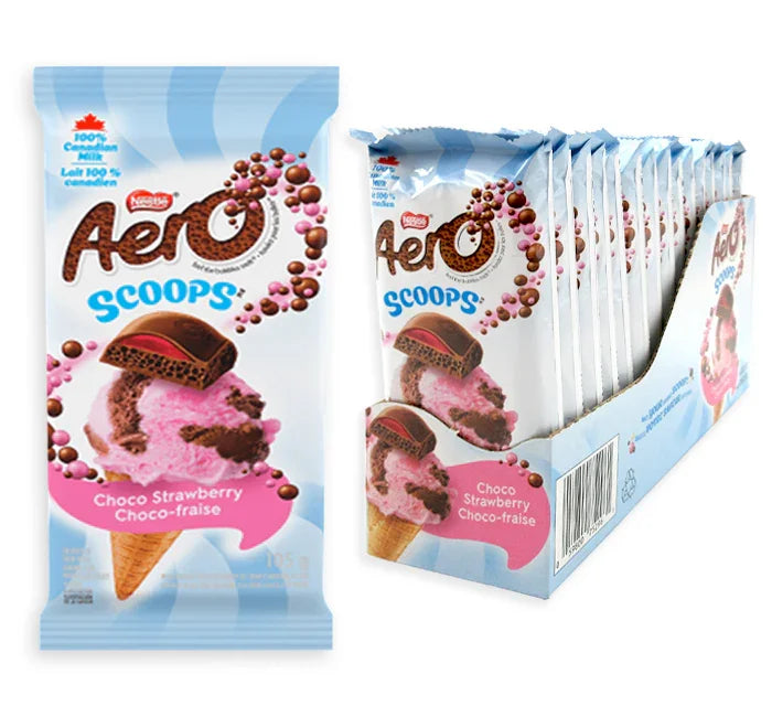 Nestle Aero Scoops Choco Strawberry Chocolate Bars: 15-Piece Box