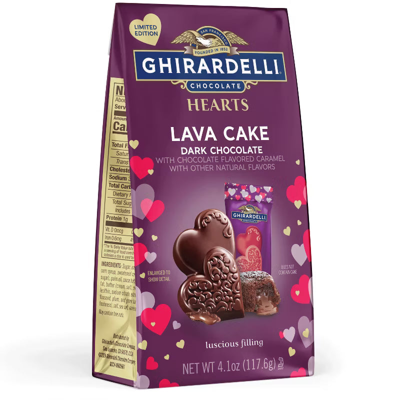 Ghirardelli Valentine's Lava Cake Hearts Chocolate: 4.1-Ounce Bag