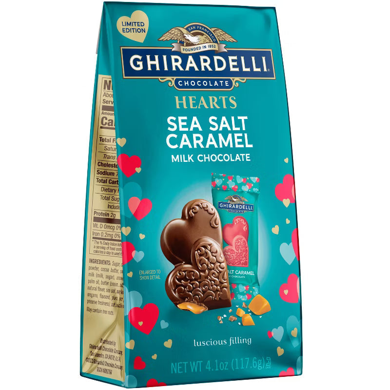 Ghirardelli Valentine's Sea Salt Caramel Hearts Chocolate: 4.1-Ounce Bag