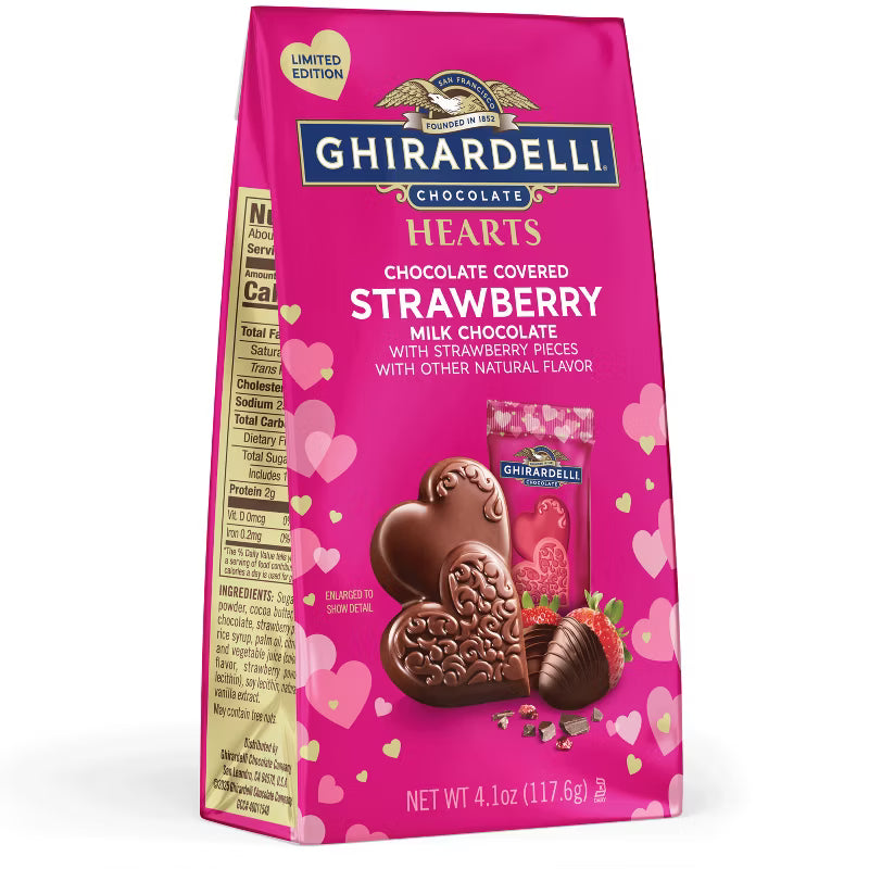 Ghirardelli Valentine's Strawberry Hearts Milk Chocolate: 4.1-Ounce Bag