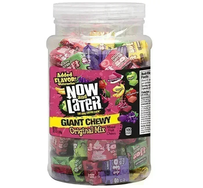 Now and Later Giant Fruit Chewy Candy: 120-Piece Tub