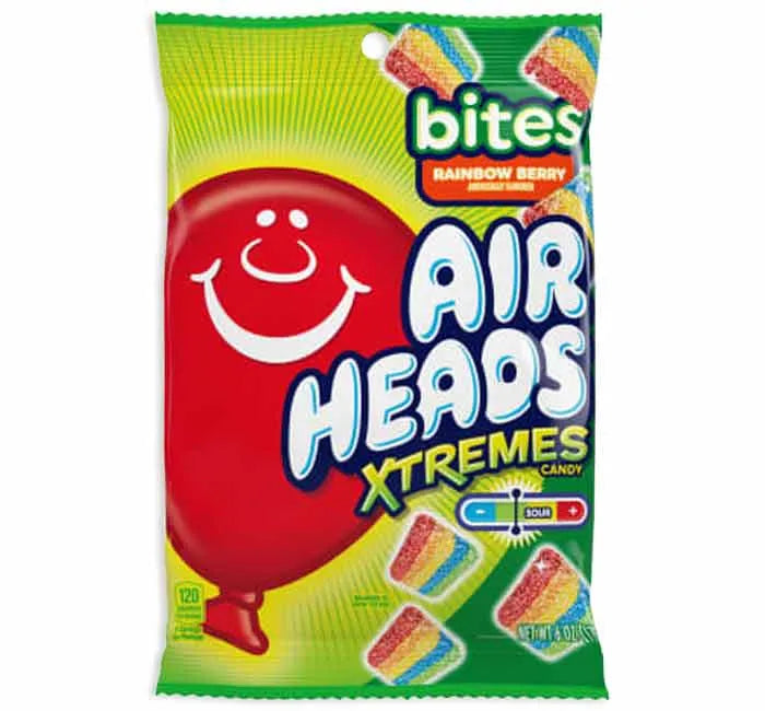 AirHeads Xtremes Bites Mini Sour Candy Belts - Rainbow Berry: 9-Ounce Bag