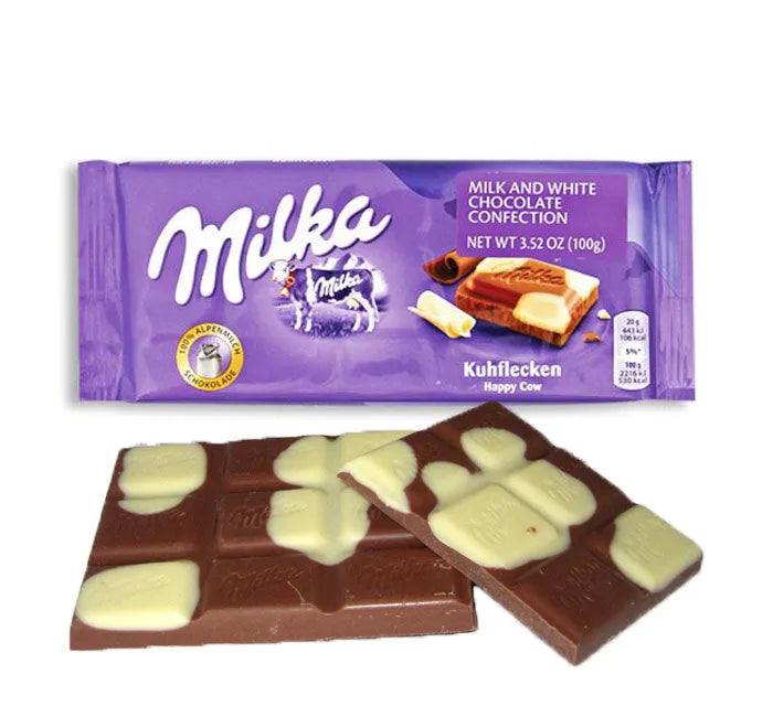 Milka Happy Cow Milk & White Chocolate Bars: 23-Piece Box