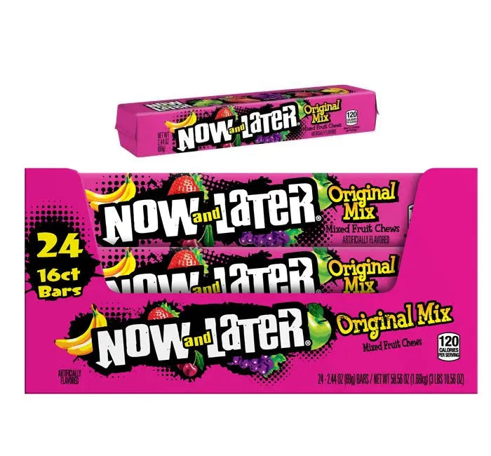 Now and Later Fruit Chews Candy Packs - Original: 24-Piece Box