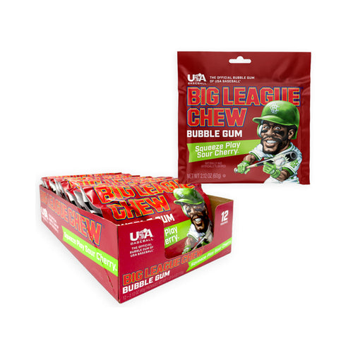 Big League Chew Squeeze Play Sour Cherry Bubble Gum: 12-Piece Box